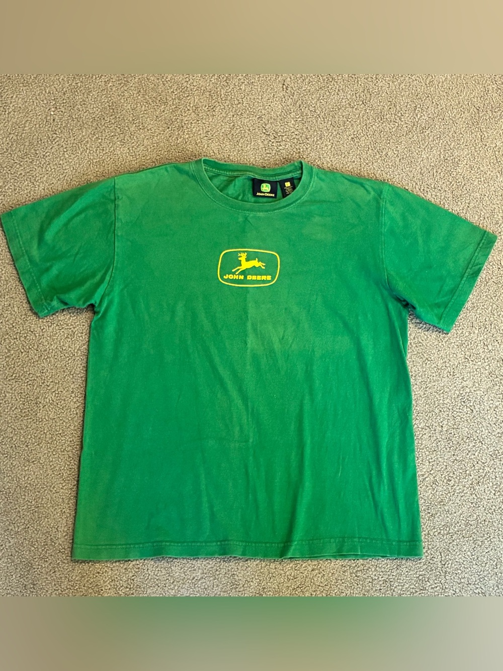 John Deere Green Short Sleeve Tee Shirt Large Top Yellow Logo